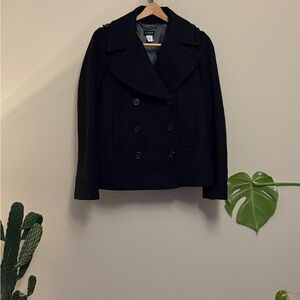 J.Crew — Black Wool Peacoat Jacket —Double-Breasted